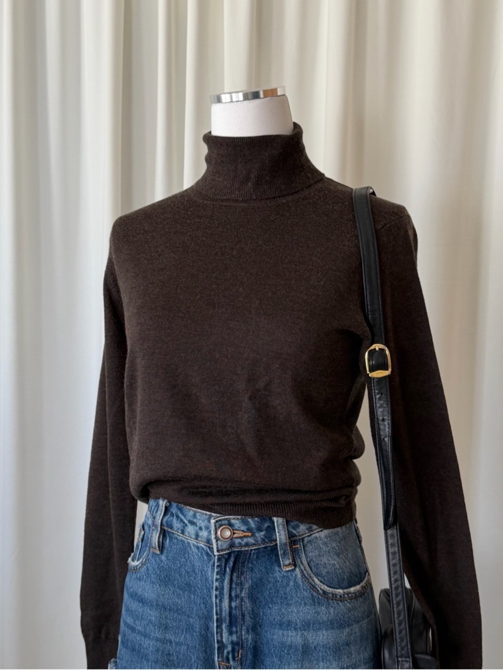 Vintage 1990 Brooks Brothers Silk Cashmere Wool Blend turtleneck sweater Medium - Picture 6 of 13